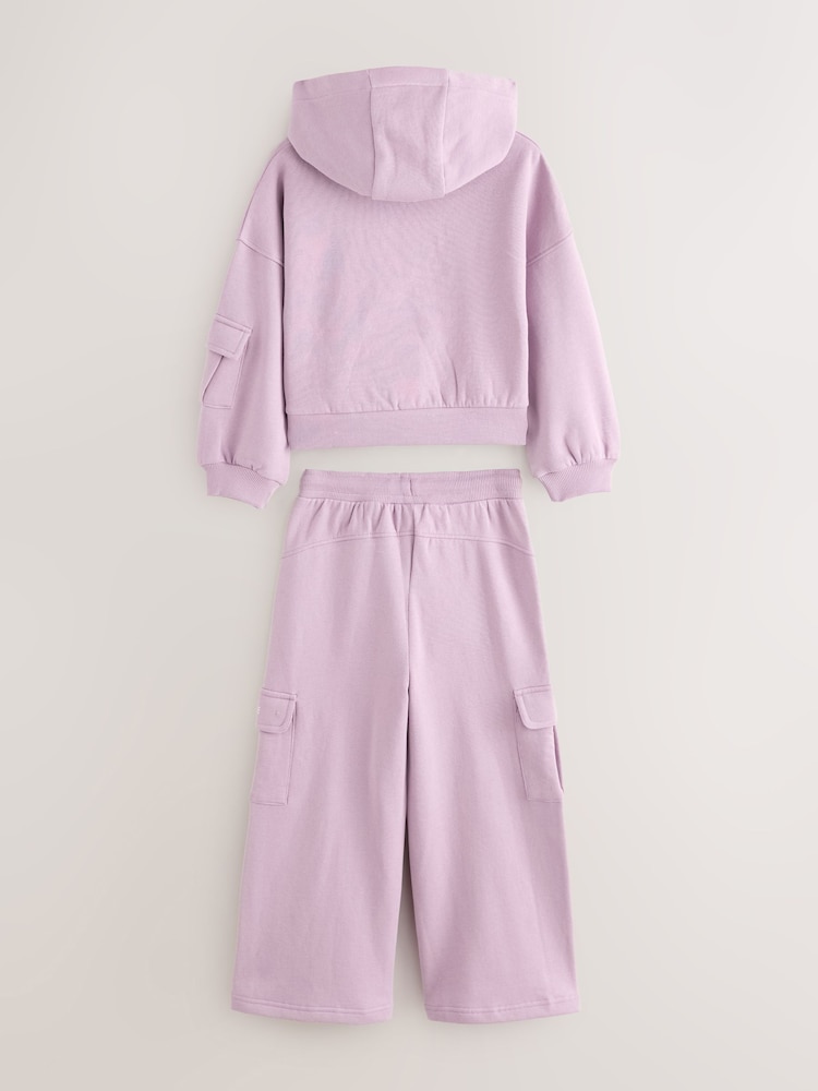 Baker by Ted Baker Purple 2 Piece Hoodie and Cargo Wide Leg Joggers Set - Slika 2 iz 7
