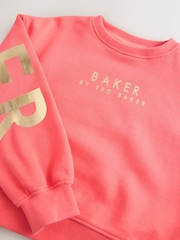 Baker by Ted Baker Coral Pink Back Print Sweat Top and Wide Leg Joggers Set 2 Piece - Image 16 of 17