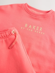 Baker by Ted Baker Coral Pink Back Print Sweat Top and Wide Leg Joggers Set 2 Piece - Image 4 of 8
