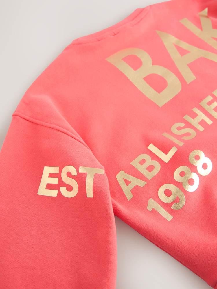 Baker by Ted Baker Coral Pink Back Print Sweat Top and Wide Leg Joggers Set 2 Piece - Image 8 of 8 Baker by Ted Baker Coral Pink Back Print Sweat Top and Wide Leg Joggers Set 2 Piece - Image 8 of 8
