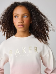 Baker by Ted Baker Pink/Lilac 2 Piece Ombre Sweat Top & Shorts Set - Image 3 of 11