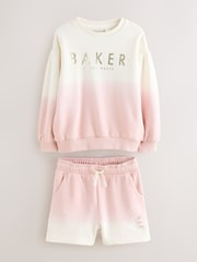 Baker by Ted Baker Pink/Lilac 2 Piece Ombre Sweat Top & Shorts Set - Image 5 of 11