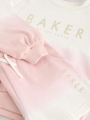 Baker by Ted Baker Pink/Lilac 2 Piece Ombre Sweat Top & Shorts Set - Image 8 of 11