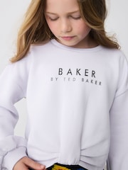 Baker by Ted Baker Purple Bow Sweat Top and Printed Scuba Skirt Set 2 Piece - Image 4 of 10