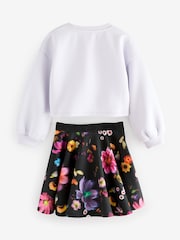 Baker by Ted Baker Purple Bow Sweat Top and Printed Scuba Skirt Set 2 Piece - Image 7 of 10