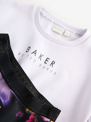 Baker by Ted Baker Purple Bow Sweat Top and Printed Scuba Skirt Set 2 Piece - Image 9 of 10