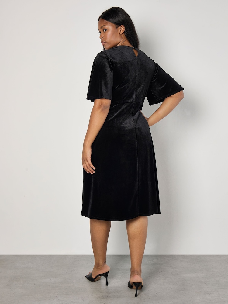 Apricot Black Velvet Flare Midi Dress - Image 5 of 5 Apricot Black Velvet Flare Midi Dress - Image 5 of 5