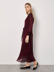 Apricot Red Spot Twist Long Sleeve Midaxi Dress - Image 2 of 3