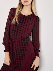 Apricot Red Spot Twist Long Sleeve Midaxi Dress - Image 3 of 3