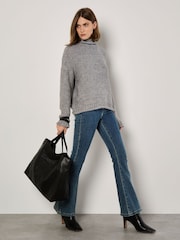 Apricot Grey Oversized Mock Neck Chunky Jumper - Image 5 of 5