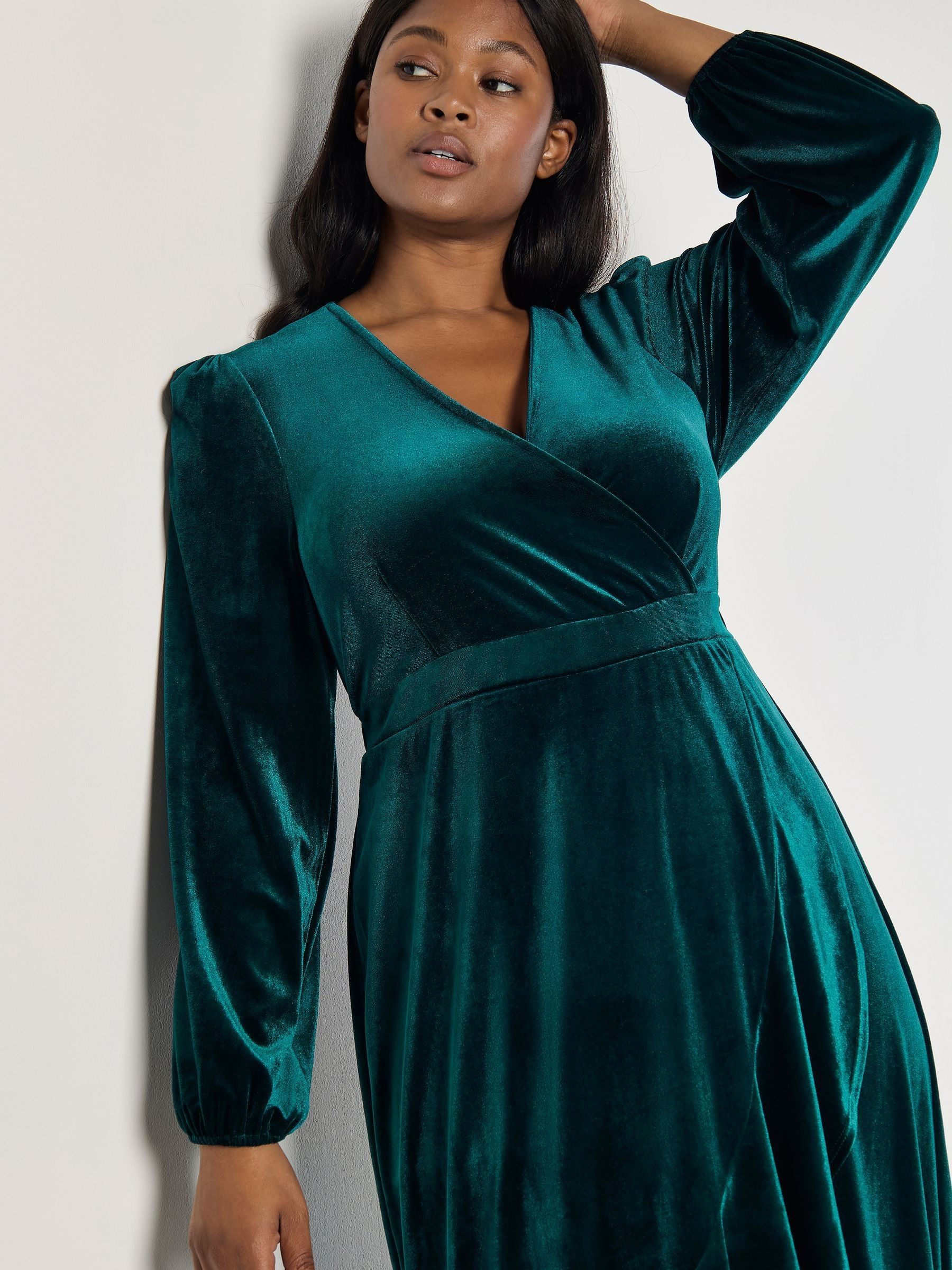 Velvet faux wrap dress new arrivals