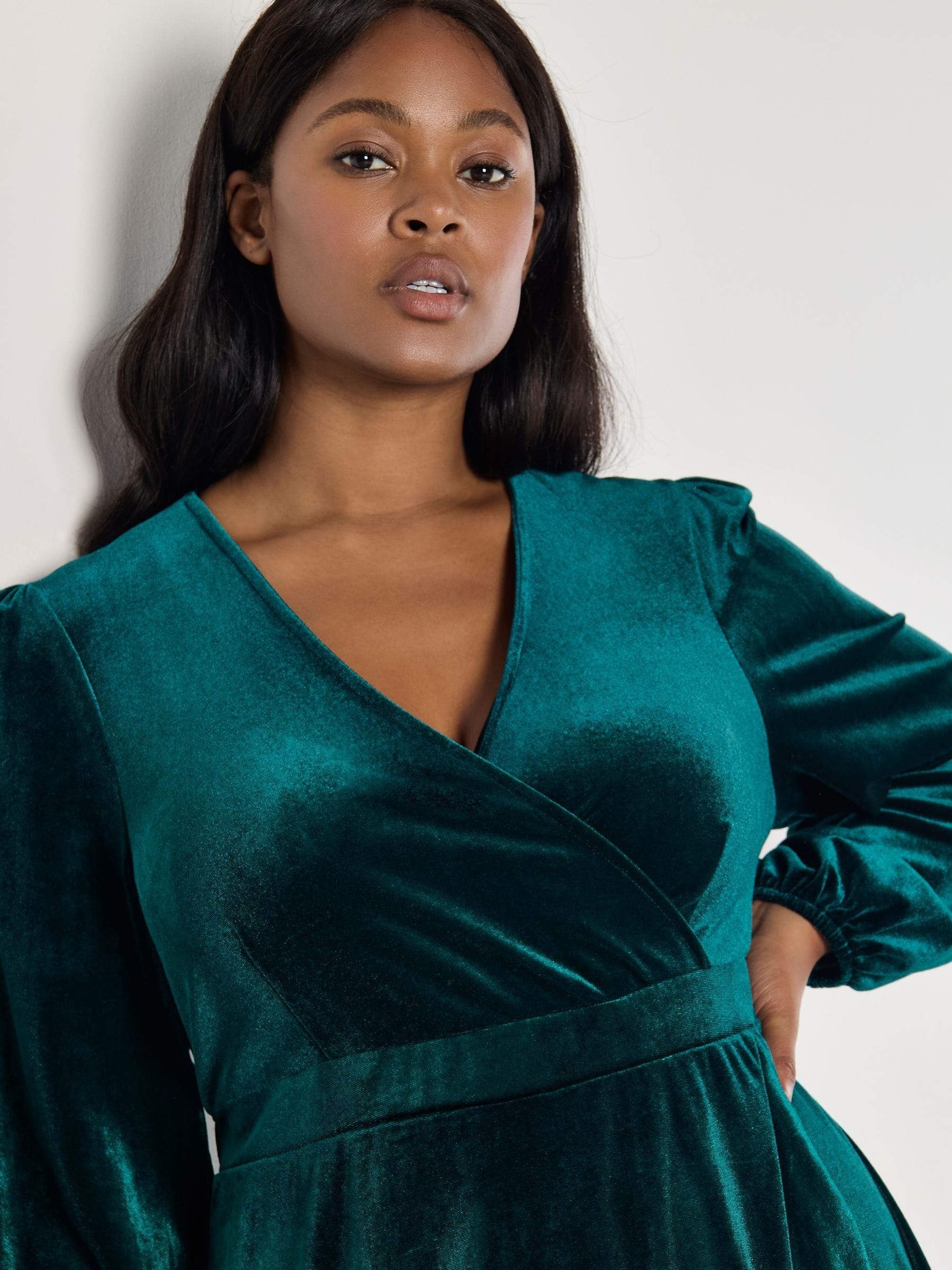 Velvet faux wrap dress 2025