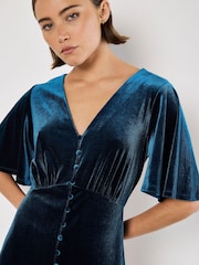 Apricot Green Angel Sleeve Velvet Dress - Image 3 of 4