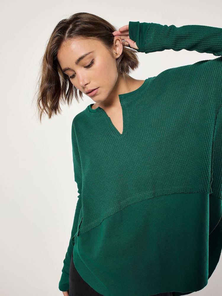 Apricot Green Waffle Notch Rib Underlay Jumper - Image 4 of 4