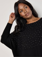 Apricot Black Embellished Knit Batwing Jumper - Image 4 of 5