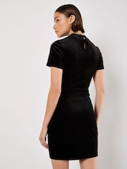 Apricot Black Velvet High Neck Ruched Mini Dress - Image 4 of 4