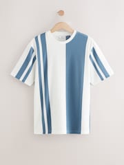 Blue Smart Vertical Stripe T-Shirt - Image 1 of 3