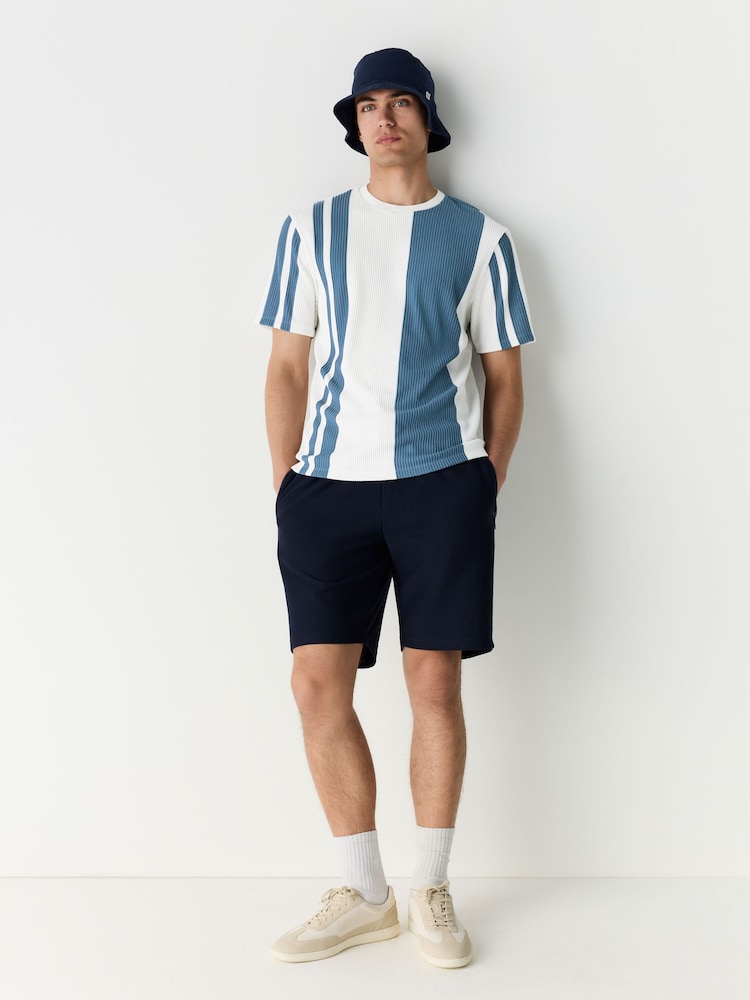 Blue Smart Vertical Stripe T-Shirt - Image 2 of 7 Blue Smart Vertical Stripe T-Shirt - Image 2 of 7