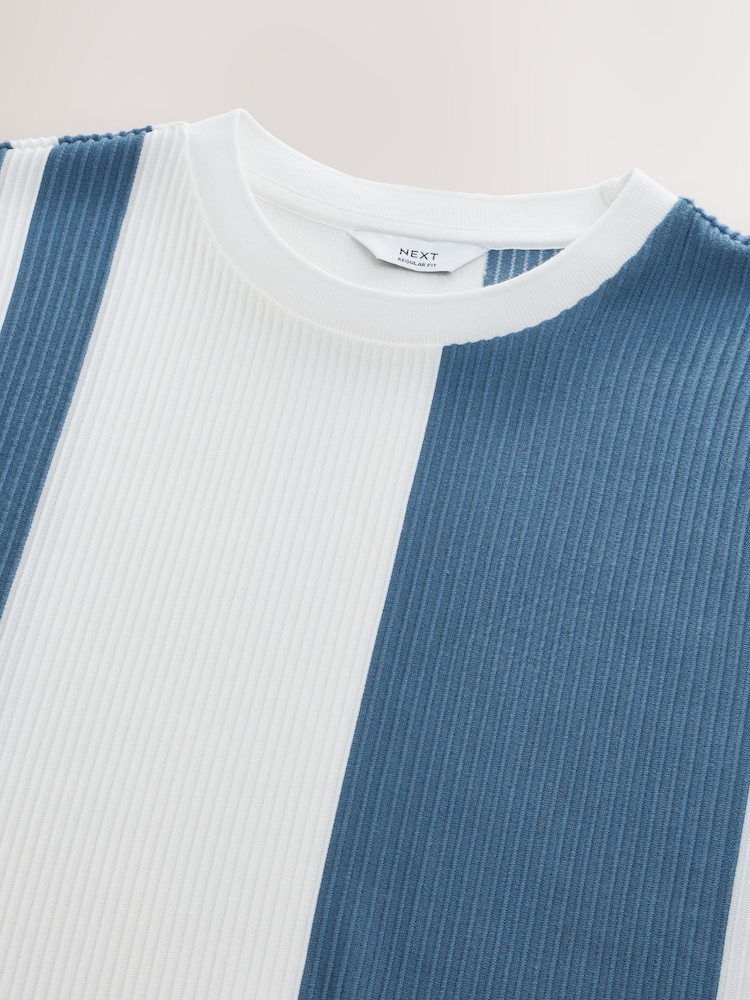 Blue Smart Vertical Stripe T-Shirt - Image 3 of 3