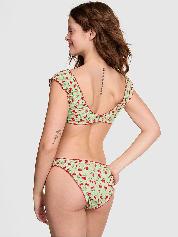 Victoria's Secret PINK Cherry Hearts Green Hudson Bikini Top - Image 2 of 4