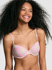 Victoria's Secret PINK Strawberry Plaid Pink Ryder Push Up Bikini Top - Image 1 of 4
