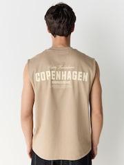 Stone Graphic Heavyweight Cut Off 100% Cotton Vest - Image 3 of 8
