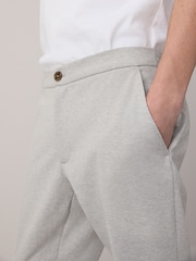 Grey Dogtooth Cotton Blend Smart Jersey Joggers - Image 4 of 9