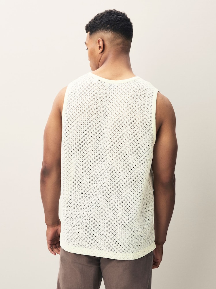 Neutral Ecru Textured Craft Vest - Image 2 of 6 Neutral Ecru Textured Craft Vest - Image 2 of 6