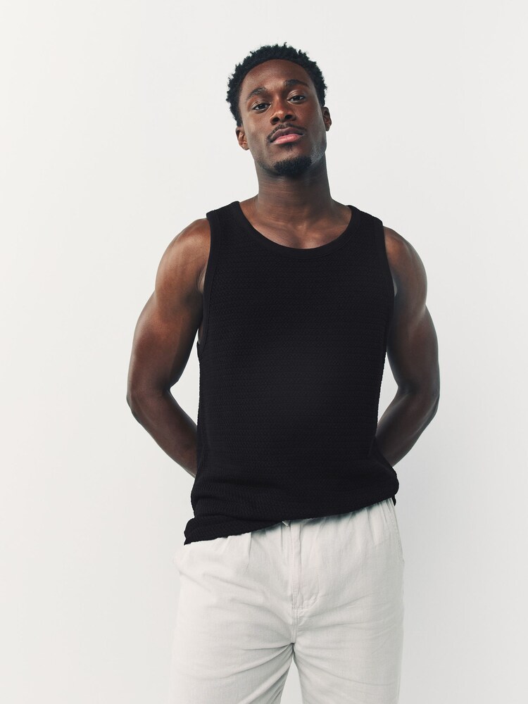 Black Textured Craft Vest - Image 1 of 4