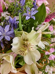 Pink Alstroemeria Fresh Flower Bouquet With Wrapped Glass Vase - Image 2 of 4