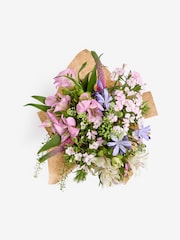 Pink Alstroemeria Fresh Flower Bouquet With Wrapped Glass Vase - Image 4 of 4