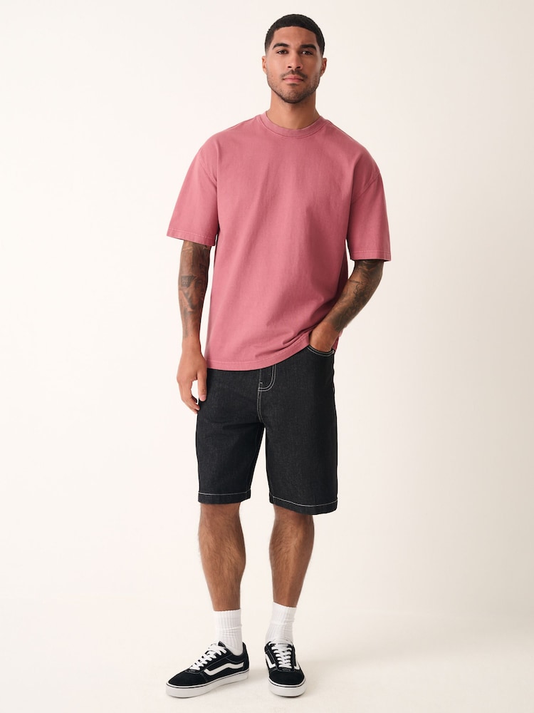 Pink Garment Dye Heavyweight Relaxed Cotton T-Shirt - Image 2 of 9 Pink Garment Dye Heavyweight Relaxed Cotton T-Shirt - Image 2 of 9