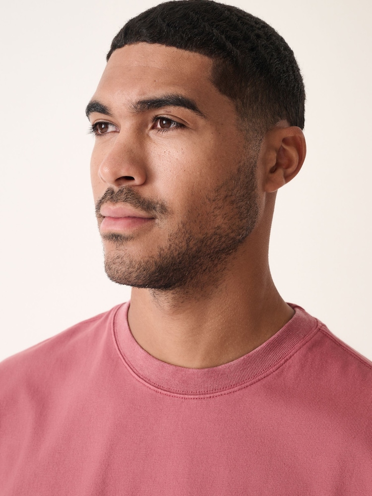 Pink Garment Dye Heavyweight Relaxed Cotton T-Shirt - Image 5 of 9