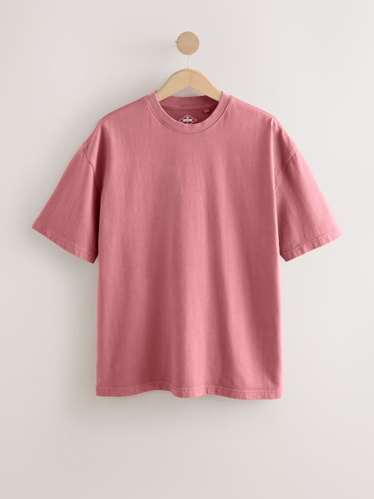 Pink Garment Dye Heavyweight Relaxed Cotton T-Shirt - Image 7 of 9