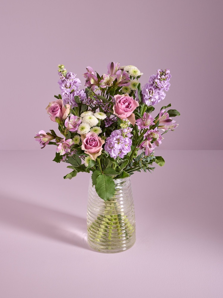 Lilac Purple Rose and Alstroemeria Fresh Flower Letterbox Bouquet - Image 1 of 5
