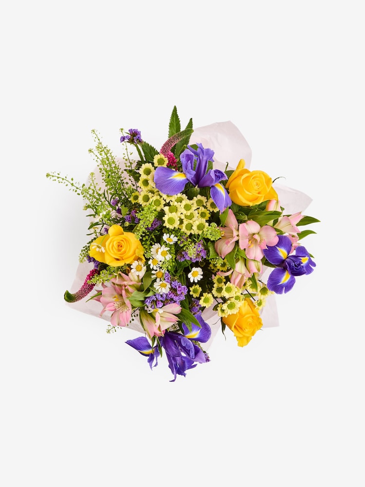 Blue and Yellow Rose Fresh Flower Bouquet in Hatbox - Image 4 of 4