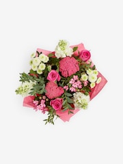Pink/White Rose and Mathiola Fresh Flower Bouquet in Hatbox - Image 6 of 6