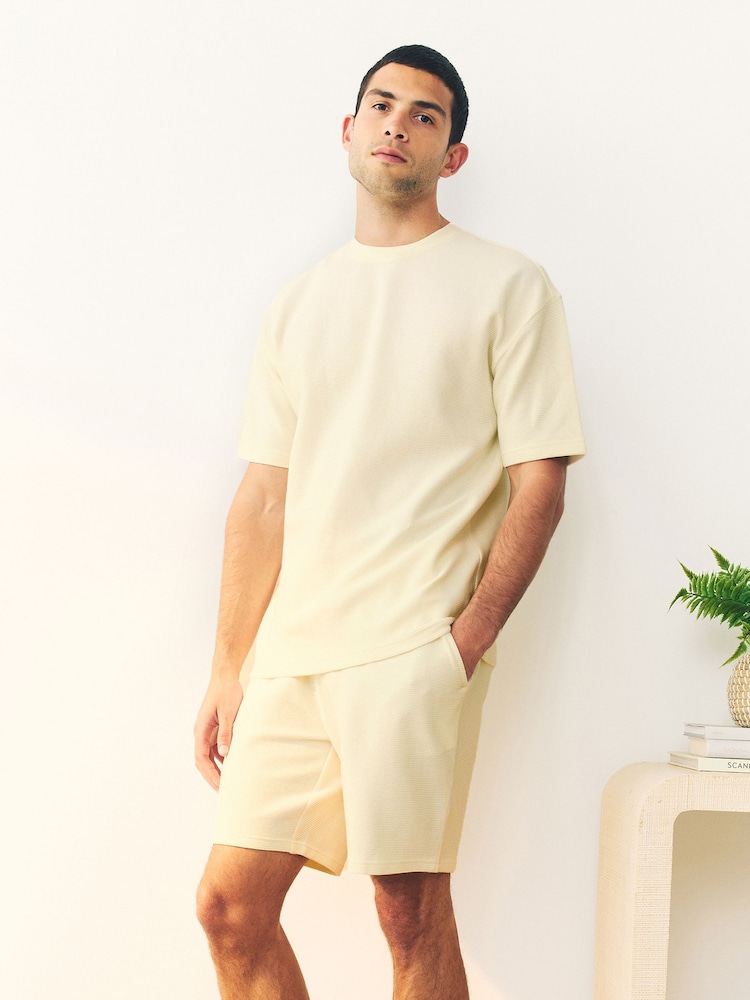 Navy/Ecru/Pink 100% Cotton Co-ord T-Shirts And Shorts Set 3 Pack - Image 2 of 13 Navy/Ecru/Pink 100% Cotton Co-ord T-Shirts And Shorts Set 3 Pack - Image 2 of 13