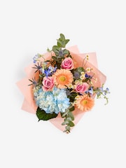 Blue Luxury Delphinium and Rose Fresh Flower Bouquet in Hatbox - Image 4 of 4