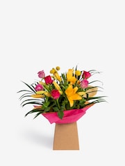 Pink Rose and Lily Fresh Flower Bouquet in Gift Bag - Image 3 of 5