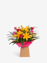 Pink Rose and Lily Fresh Flower Bouquet in Gift Bag - Image 4 of 5
