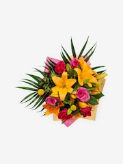 Pink Rose and Lily Fresh Flower Bouquet in Gift Bag - Image 5 of 5