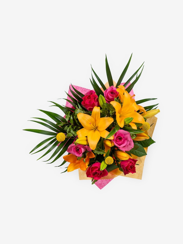 Pink Rose and Lily Fresh Flower Bouquet in Gift Bag - Image 5 of 5