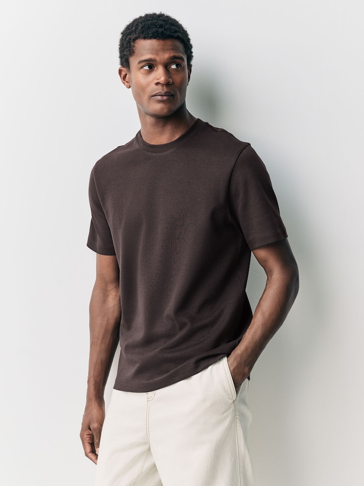 Chocolate Brown Regular Fit Smart Soft Touch Heavyweight T-Shirt - Image 1 of 7