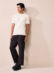 White Slim Fit Textured T-Shirt - Image 3 of 9