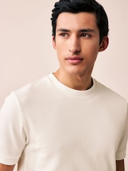 White Slim Fit Textured T-Shirt - Image 5 of 9