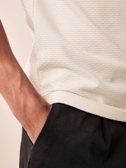 White Slim Fit Textured T-Shirt - Image 6 of 9
