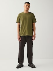 Olive Green Contrast Stitch Regular Fit Heavyweight T-Shirt - Image 2 of 8
