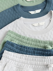 Navy Blue/Green/Grey 100% Cotton Co-ord T-Shirts And Shorts Set 3 Pack - Image 20 of 20