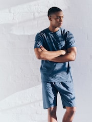 Navy Blue/Green/Grey 100% Cotton Co-ord T-Shirts And Shorts Set 3 Pack - Image 4 of 20